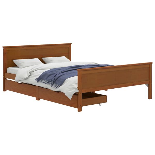 vidaXL Bed Frame without Mattress Honey Brown Solid Wood 140x200 cm