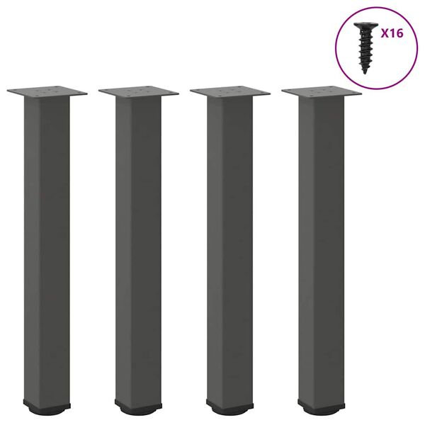 vidaXL Console Table Legs 4 pcs Anthracite 72-74 cm Steel