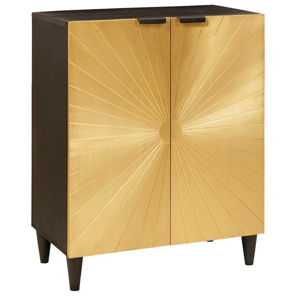vidaXL Sideboard 3 pcs Black and Gold 60 x 33 x 75 cm Solid Mango Wood