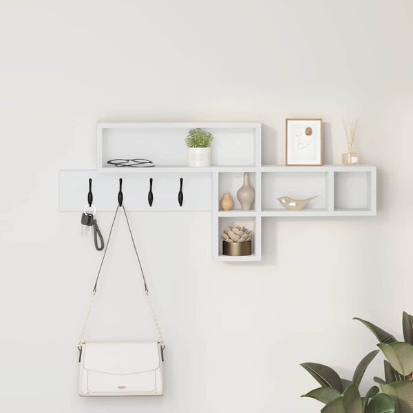 vidaXL Wall-Mounted Coat Rack White 100 x 12 x 43.5 cm Engineered wood
