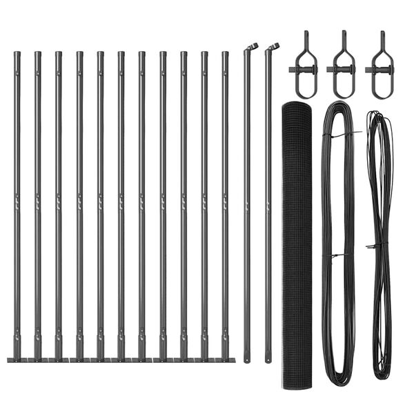 vidaXL Fence Post Grey 25 x 1.5 m (16 x 16 mm mesh) Steel and PVC