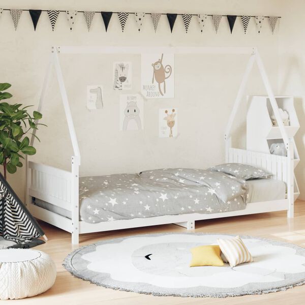 vidaXL Kids Bed Frame White 90x200 cm Solid Wood Pine