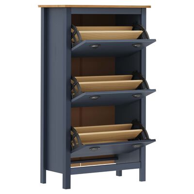 vidaXL Shoe Cabinet Hill Grey 72x35x124 cm Solid Pine Wood