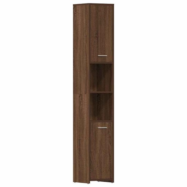 vidaXL Bathroom Cabinet Brown Oak 30x30x183.5 cm Engineered Wood