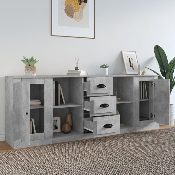 vidaXL Sideboards 3 pcs Concrete Grey Engineered Wood