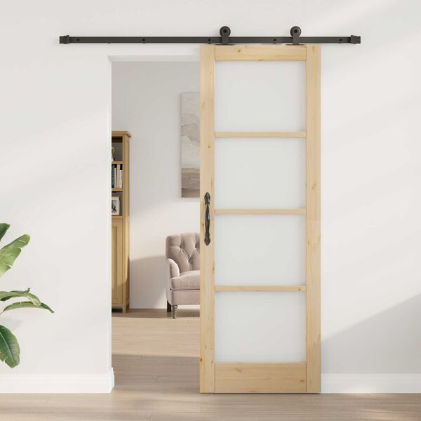 vidaXL Sliding Door ORKDAL Natural and Black 73.5 x 211 cm