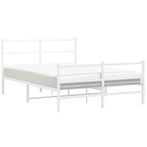 vidaXL Metal Bed Frame without Mattress with Footboard&nbsp;White 140x200cm