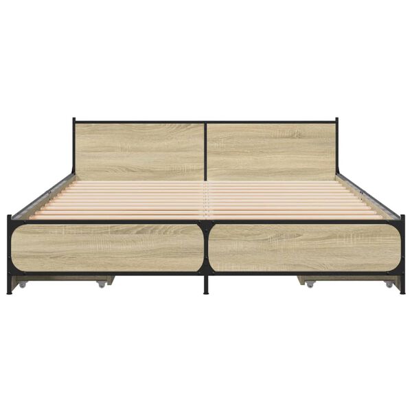 vidaXL Bed Frame with Drawers without Mattress Sonoma Oak 120x200 cm