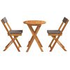 vidaXL Garden Bistro Set with Cushion 3 pcs Brown Solid acacia wood