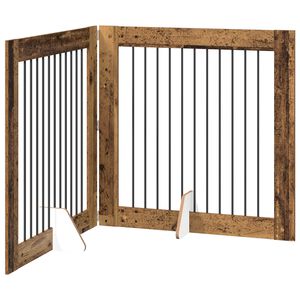 vidaXL Foldable Dog Gate with Stands 2 pcs Old Wood 200.5 cm