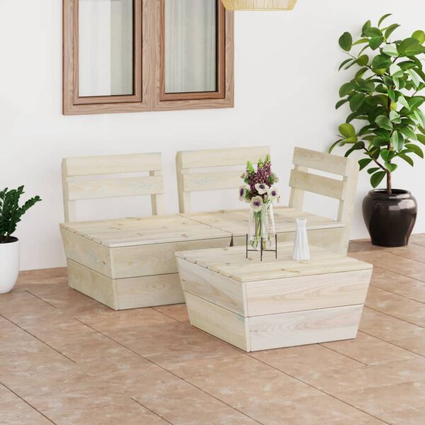 vidaXL 3 Piece Garden Pallet Lounge Set Impregnated Spruce Wood