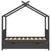 vidaXL Kids Bed Frame with a Drawer Dark Grey Solid Pine Wood 80x160cm