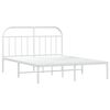 vidaXL Metal Bed Frame without Mattress with Headboard White 150x200cm