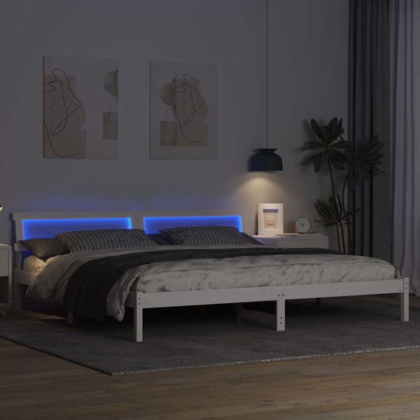 vidaXL Bed Frame with Headboard White 180 x 200 cm Solid Pine Wood