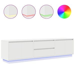vidaXL TV Cabinet with LED Lights White 193.5x41x50 cm