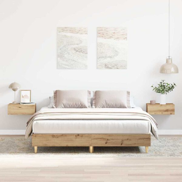 vidaXL Bed Frame No Mattress Artisan Oak 140x200 cm Engineered Wood