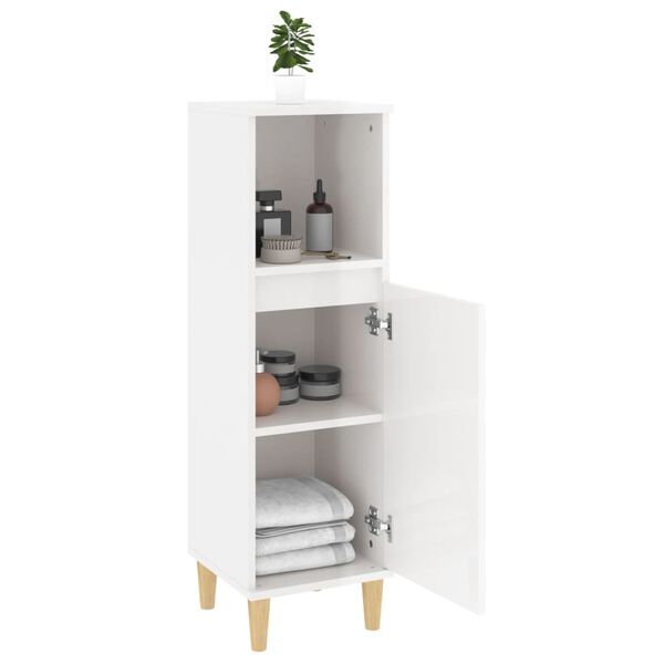 vidaXL Bathroom Cabinet High Gloss White 30x30x100 cm Engineered Wood