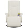 vidaXL Massage Recliner Chair with Footrest Cream Faux Leather