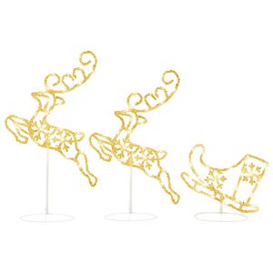 vidaXL Acrylic Christmas Flying Reindeer&Sleigh 260x21x87cm Warm White