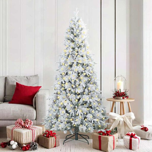 vidaXL Artificial Hinged Christmas Tree White 180 cm PE and PVC