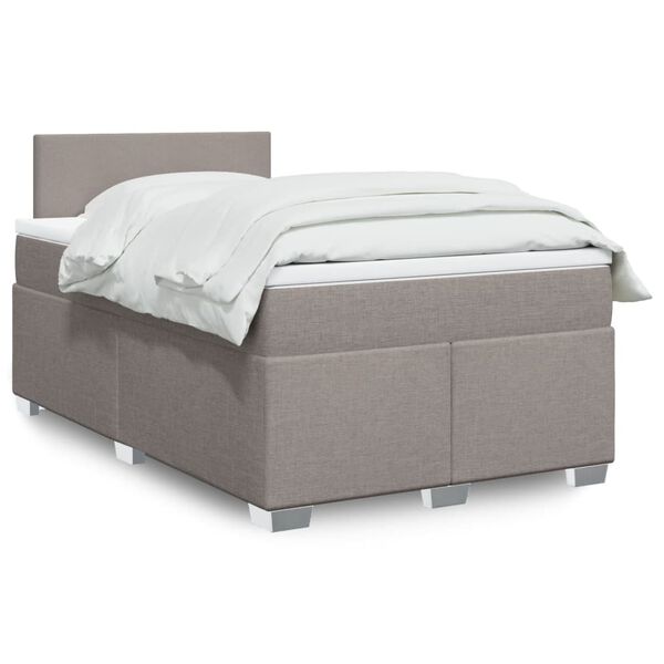 vidaXL Box Spring Bed with Mattress Taupe 120x200 cm Fabric