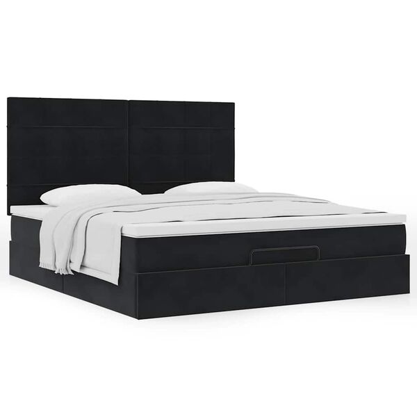 vidaXL Ottoman Bed with Mattresses Black 160x200cm Velvet