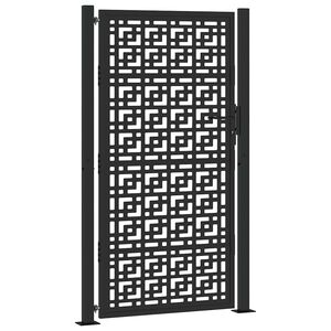 vidaXL Garden Gate Black 100x175 cm Steel Cross Design