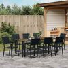vidaXL Garden Dining Set 9 pcs Black Powder-Coated Steel