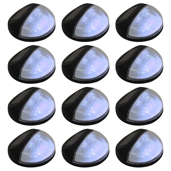vidaXL Outdoor Solar Wall Lamps LED 12 pcs Round Black