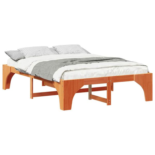 vidaXL Bed Frame Brown 140 x 200 cm Solid Pine Wood