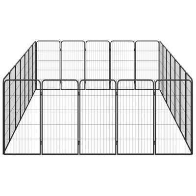 vidaXL 24-Panel Dog Playpen Black 50x100 cm Powder-coated Steel