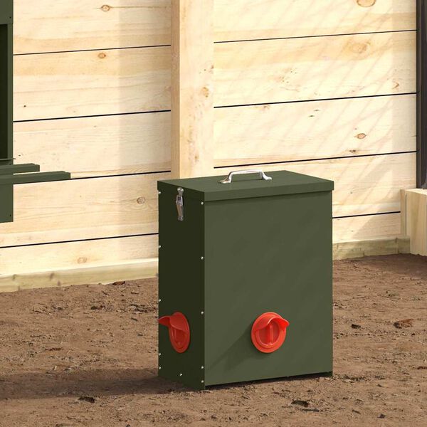 vidaXL Chicken Feeder 2 pcs Olive Green 32.5 x 20.5 x 43 cm