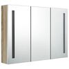vidaXL LED Bathroom Mirror Cabinet 89x14x62 cm White and Oak