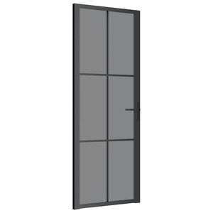 vidaXL Interior Door 76x201.5 cm Black ESG Glass and Aluminium