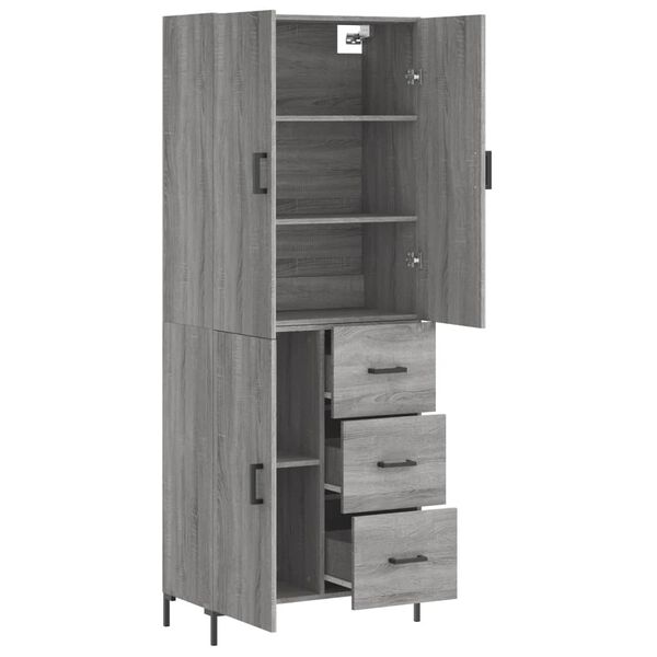 vidaXL Highboard Grey Sonoma 69.5x34x180 cm Engineered Wood