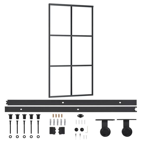 vidaXL Sliding Door with Hardware Set ESG Glass&Aluminium 102x205 cm