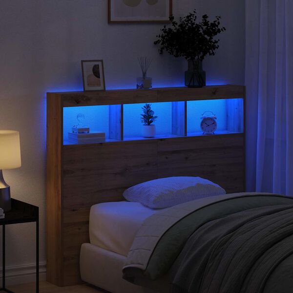 vidaXL Headboard Artisan Oak 120 x 17 x 102 cm Engineered Wood