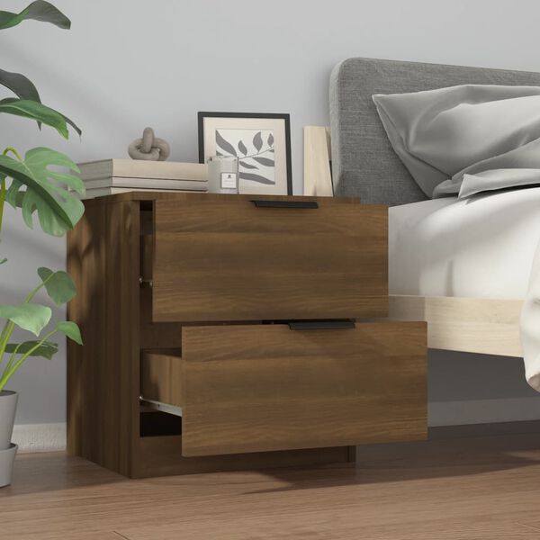 vidaXL Bedside Cabinets 2 pcs Brown Oak Engineered Wood