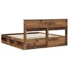vidaXL Bed Frame with Headboard Old Wood 200 x 200 cm Solid Pine Wood