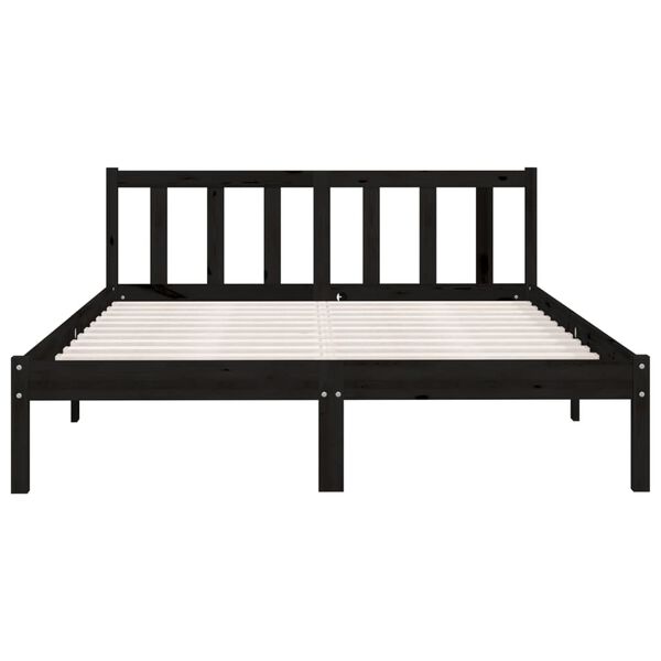 vidaXL Bed Frame without Mattress Black Solid Wood Pine King Size