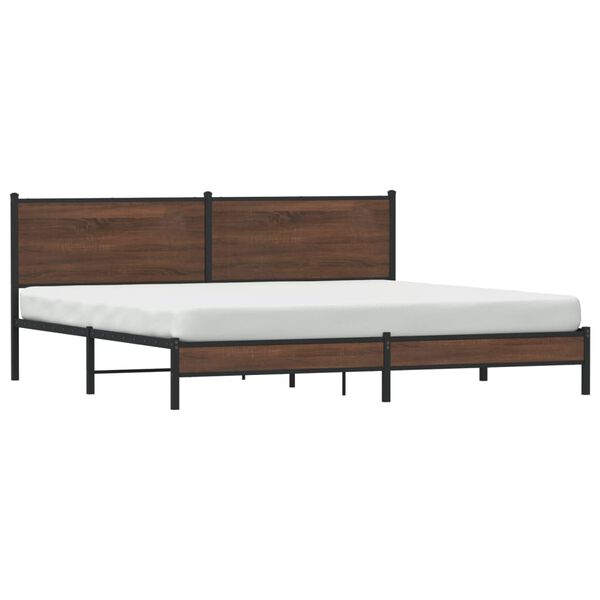 vidaXL Metal Bed Frame without Mattress Brown Oak 193x203 cm