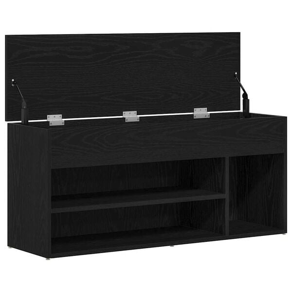 vidaXL Shoe Bench Black Oak 102x30.5x45 cm Engineered Wood