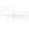 vidaXL Metal Bed Frame without Mattress with Footboard&nbsp;White 100x190cm