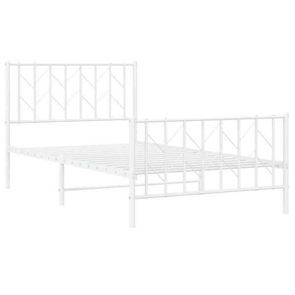 vidaXL Metal Bed Frame without Mattress with Footboard&nbsp;White 100x190cm