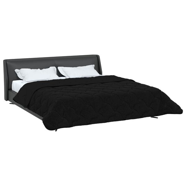 vidaXL Full Year Duvet Black 200 x 220 cm Microfiber and Teddy fleece