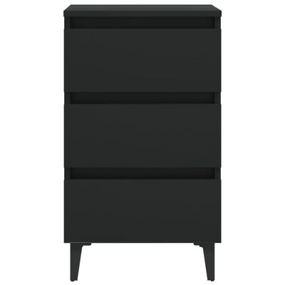 vidaXL Bed Cabinet with Metal Legs Black 40x35x69 cm