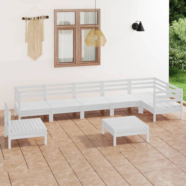 vidaXL 8 Piece Garden Lounge Set Solid Pinewood White