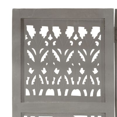 vidaXL Hand Carved 3-Panel Room Divider Grey 120x165 cm Solid Mango Wood