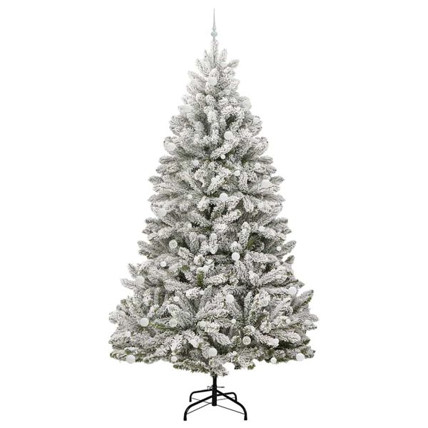 vidaXL Artificial Christmas Tree Green and White 270 cm PVC and Metal