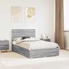 vidaXL Bed Frame with Drawer Grey Sonoma 120 x 200 cm Engineered Wood